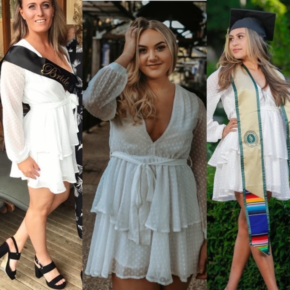 Lioness Legendary Lovers White Swiss Dot Long Sleeve
Deep V Tie Waist Dress - Picture 5 of 16